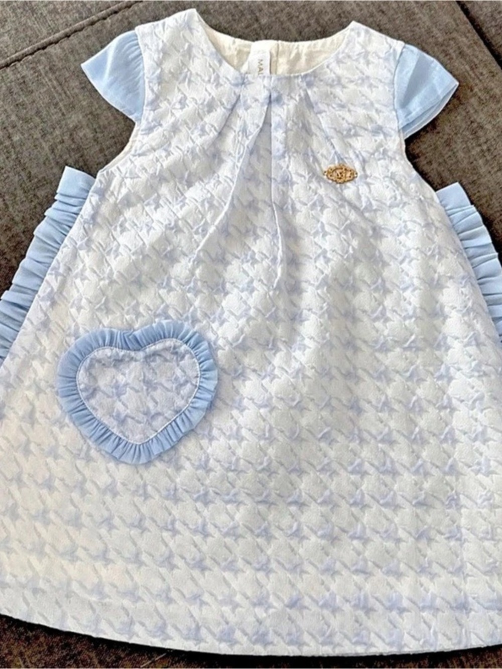 Elite Miss MaMa Girls' White & Blue Formal Dress Size 2